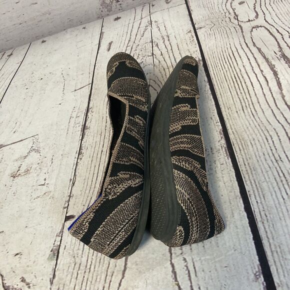 Rothys Ballet Flats Womens 10 Black Gold Shimmer Round Toe Comfort Classic - Picture 6 of 8